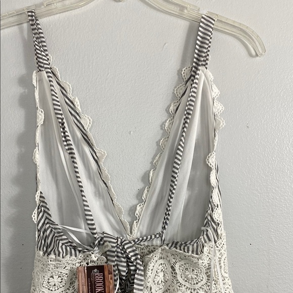 Sage Black and White Striped Lace Trim Romper - Picture 7 of 13